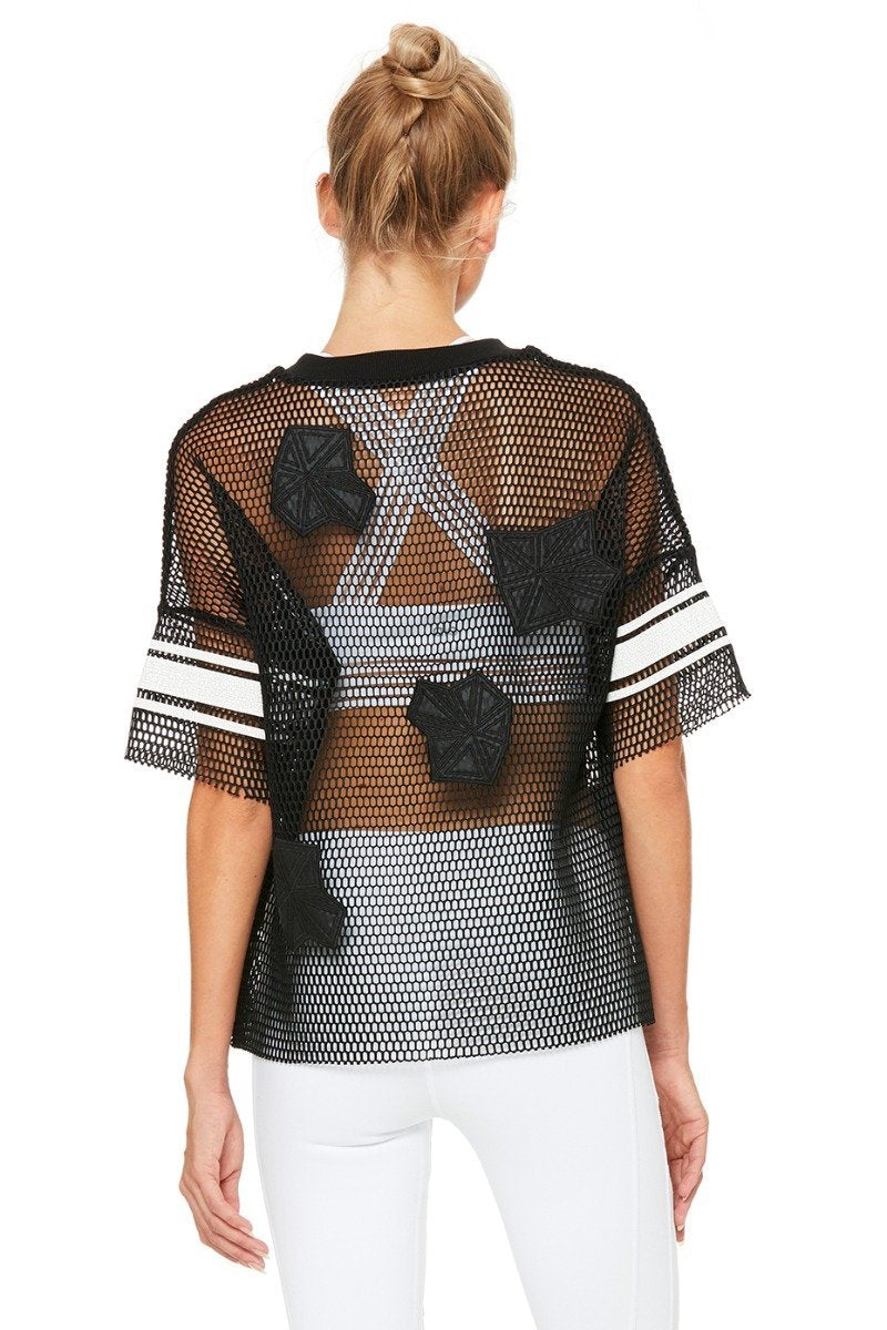 Yoga Jersey Short Sleeve Top - Black/Alo Crackle/White