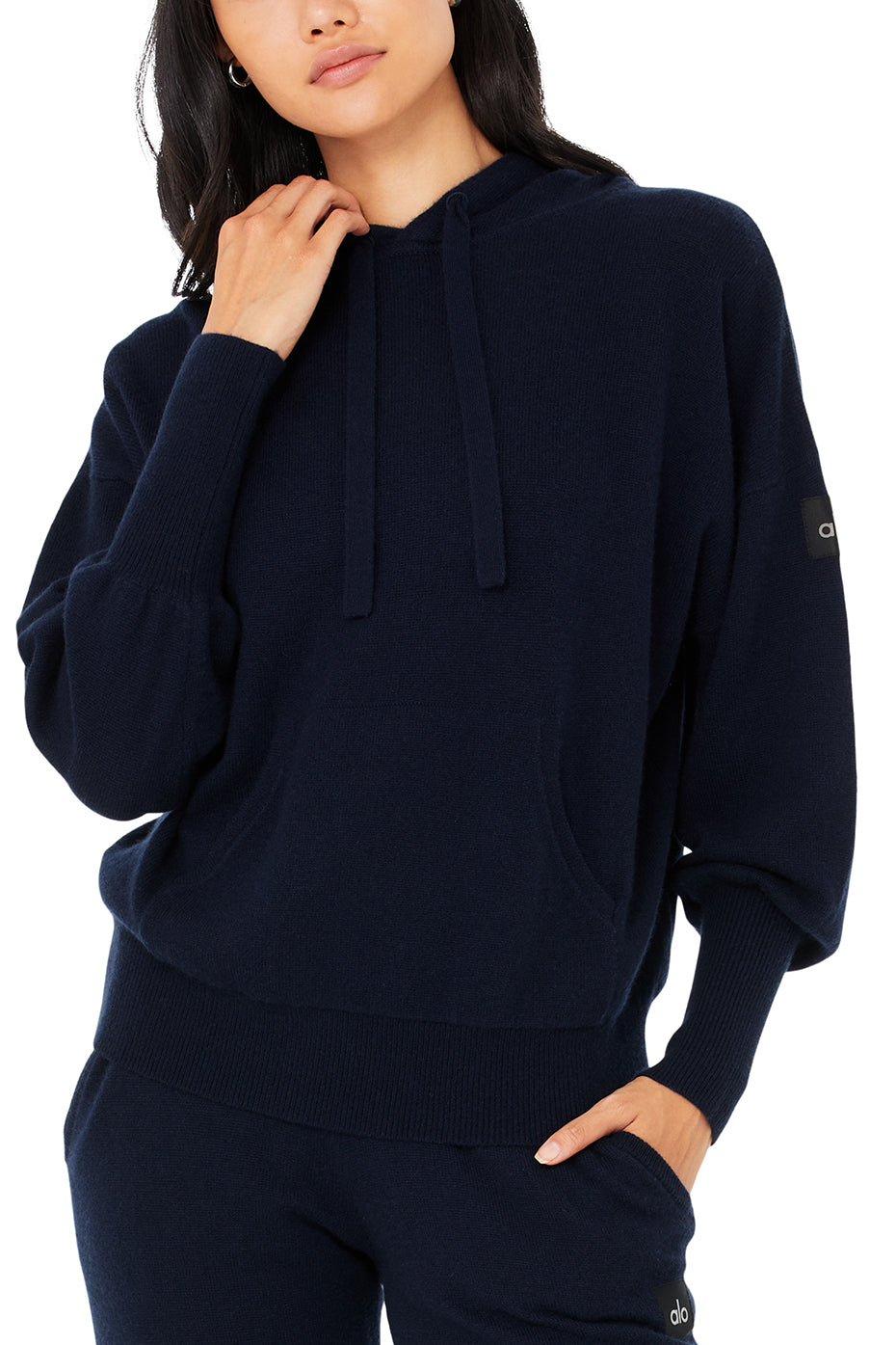 Cashmere Jet Set Hoodie & High-Waist Pant Set - Navy