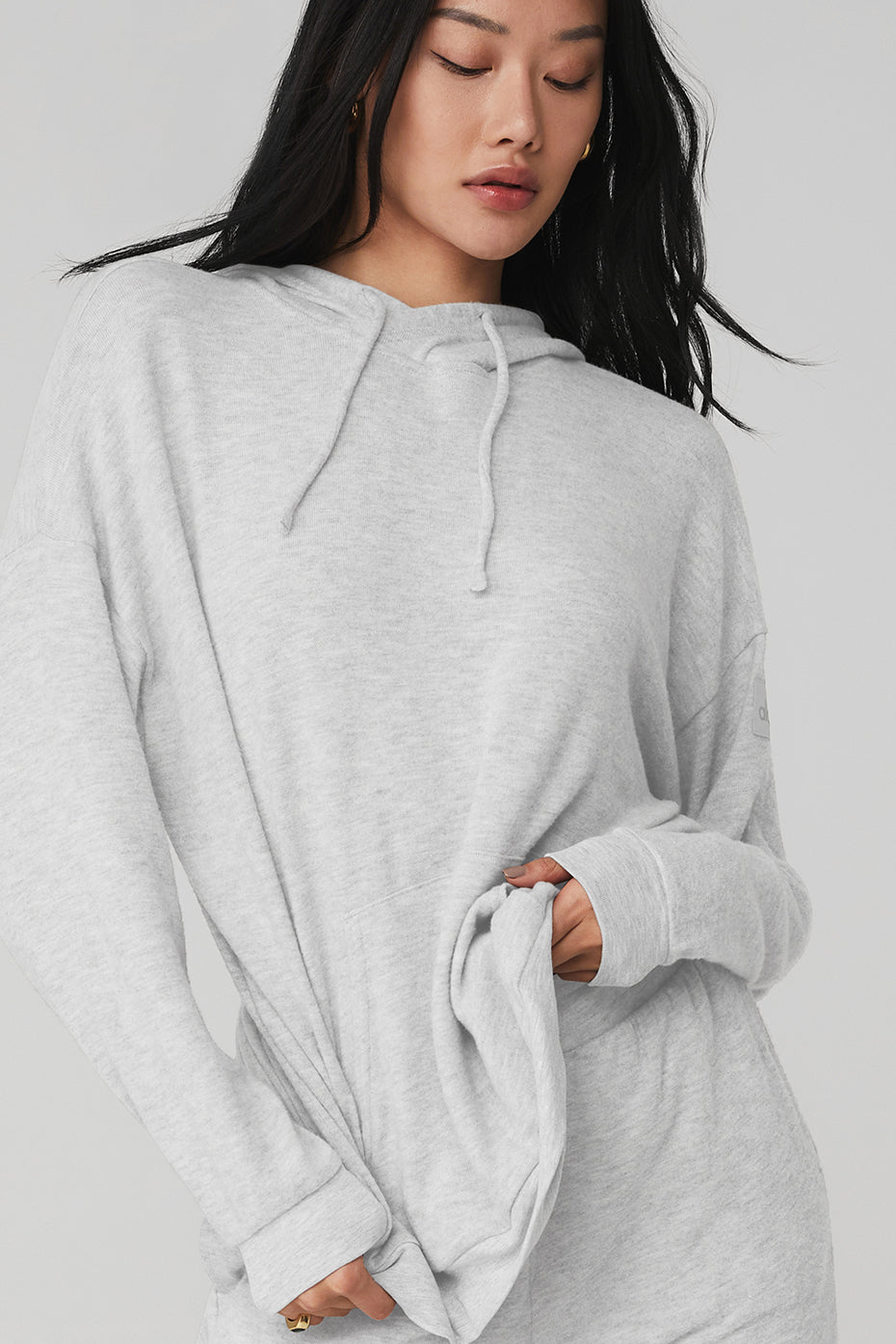 Alolux Cozy Hoodie & Alolux High-Waist Soho Wide Leg Pant - Athletic Heather Grey