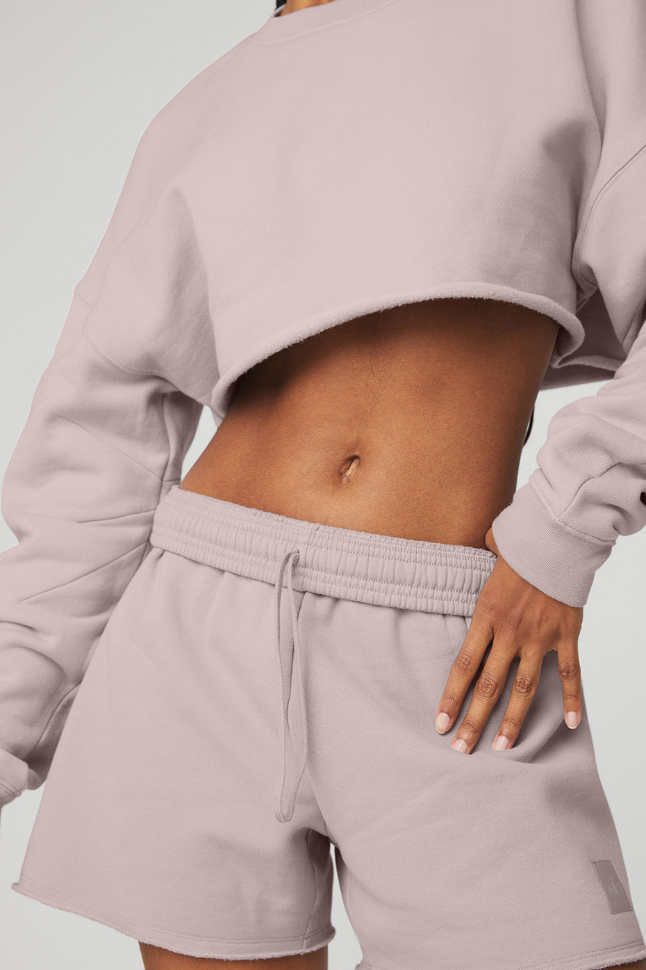 Extreme Crop Crew Neck & Gym Short Set - Lavender Dusk