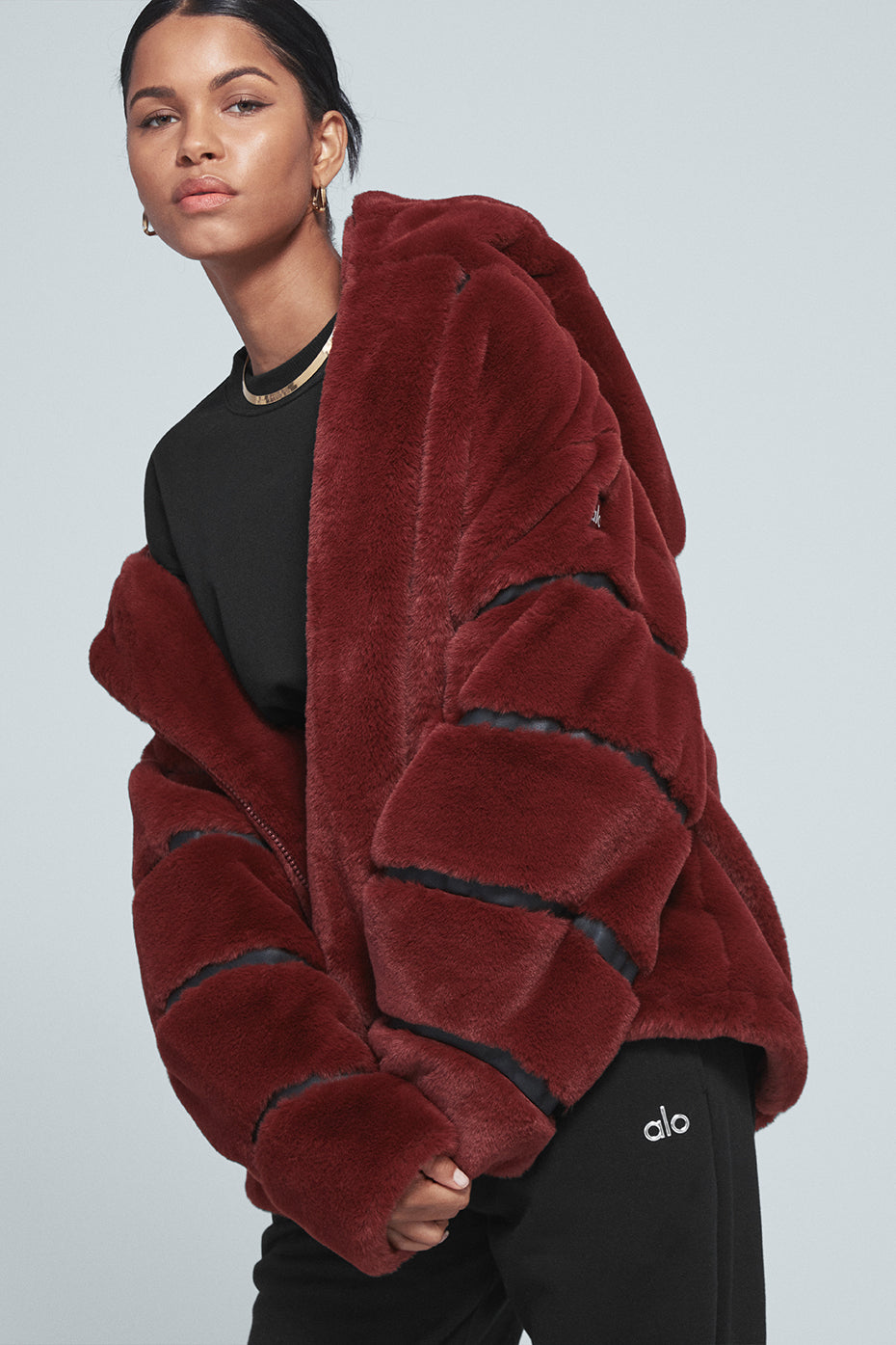 Knock Out Faux Fur Jacket - Cranberry