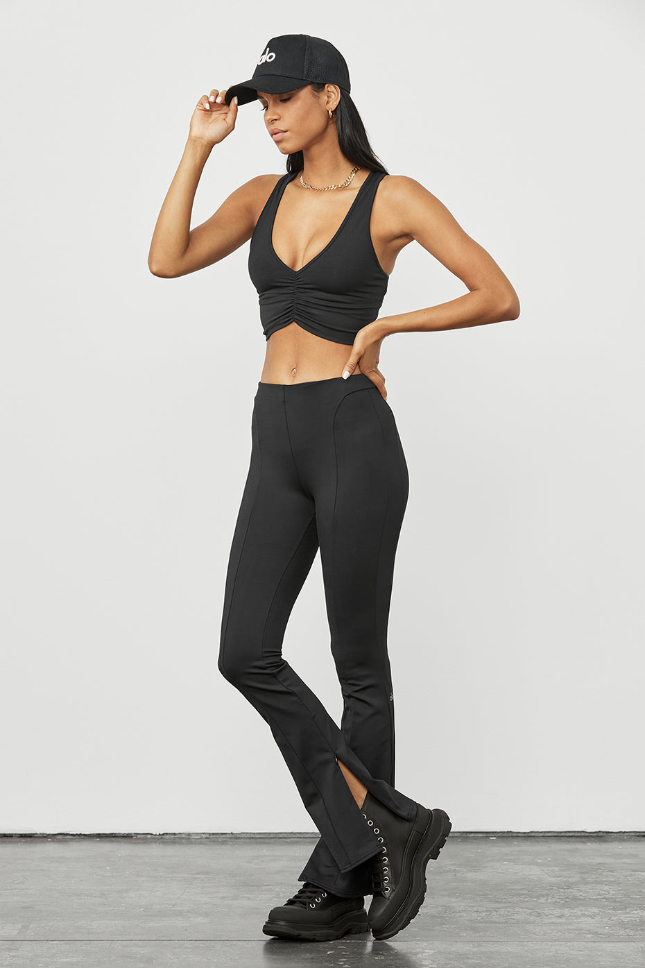 High-Waist 7/8 Zip It Flare Legging - Black