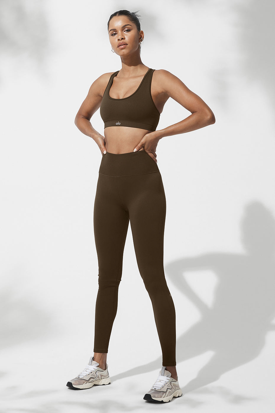 Seamless High-Waist Ribbed Legging - Espresso