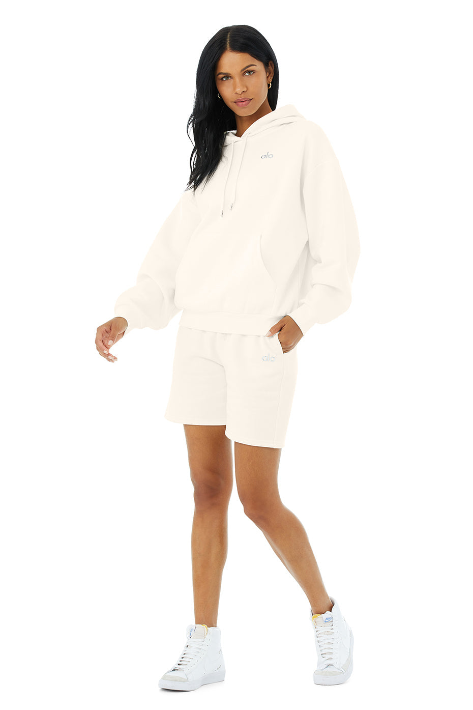 Accolade Hoodie & Accolade Sweat Short Set - Ivory