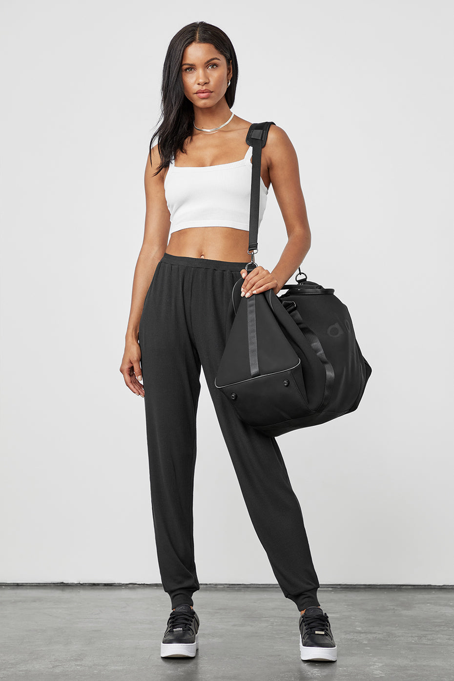 Ribbed Crop Whisper Bra Tank - White