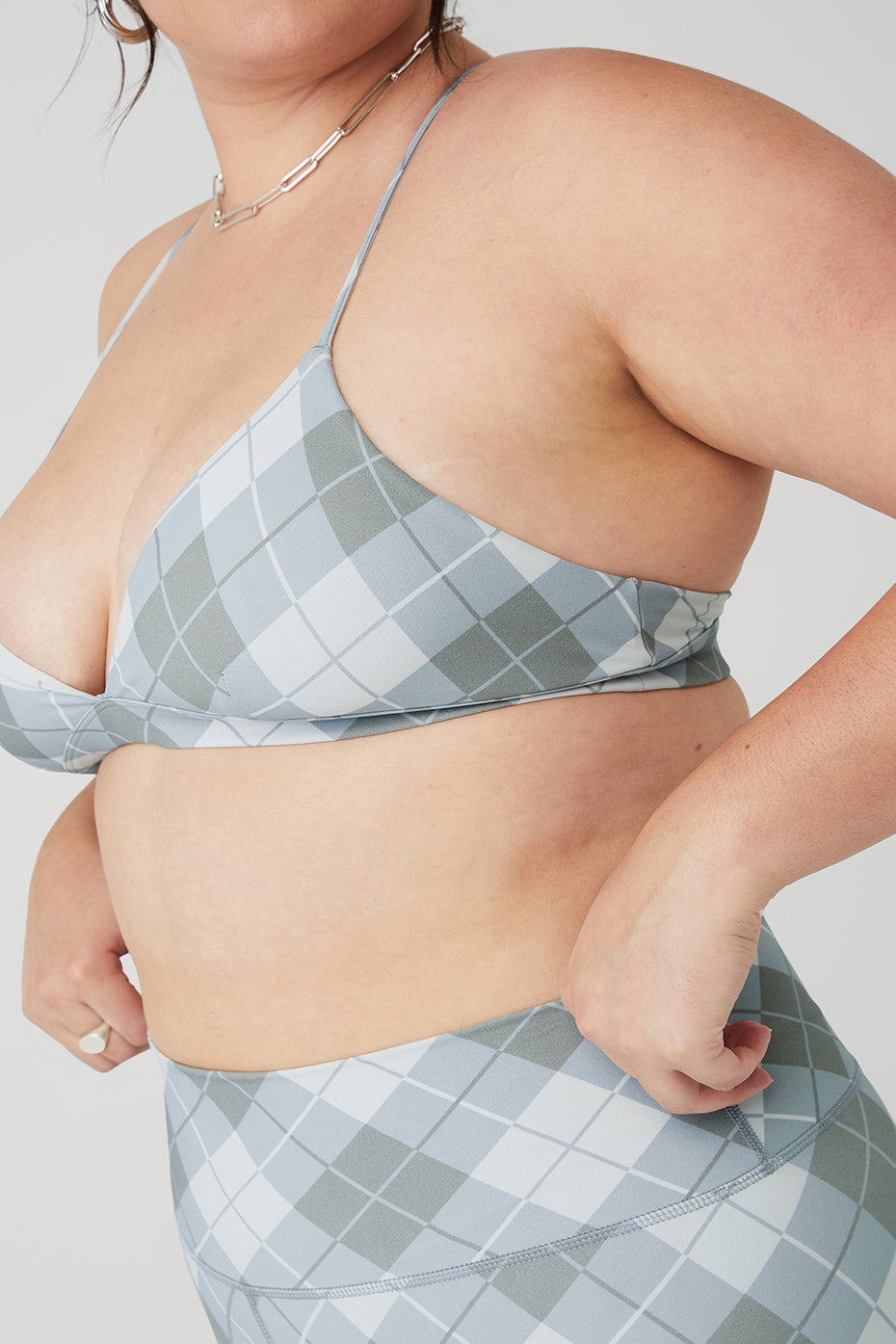 Vapor Argyle Splendor Bra & Vapor High-Waist Argyle Short Set - Gravel/Titanium