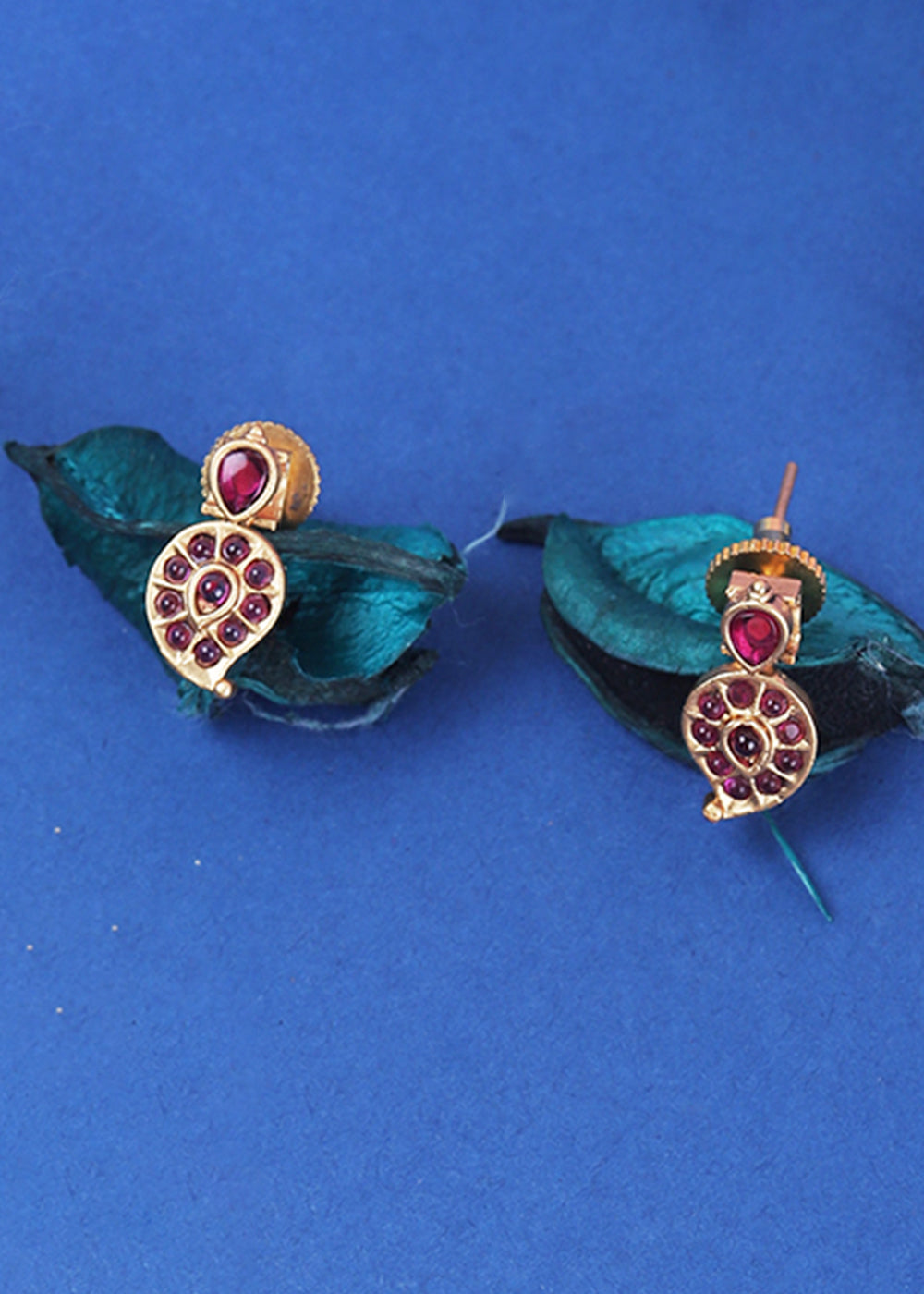 Ruby Red Stone Work Necklace Set