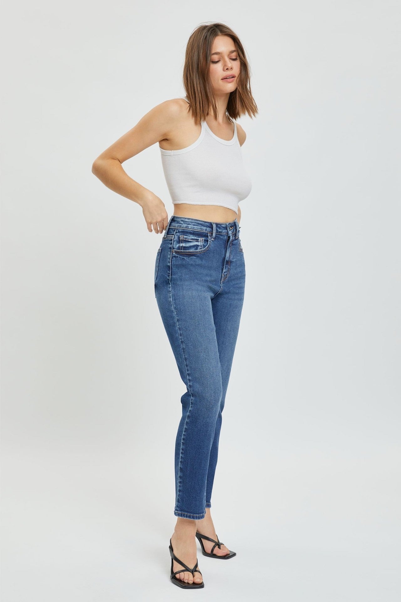 Dark Denim High Rise Straight Jeans