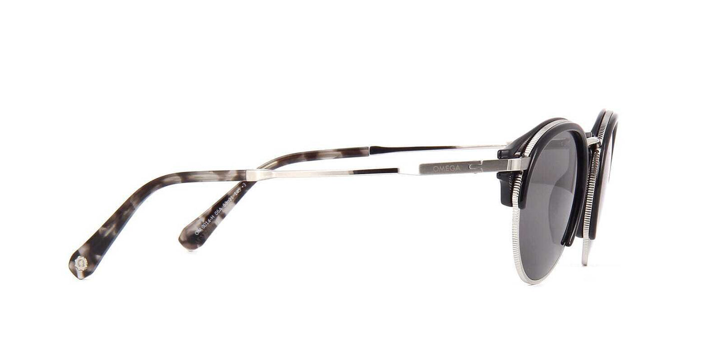 Omega Black and Silver Frame Sunglasses