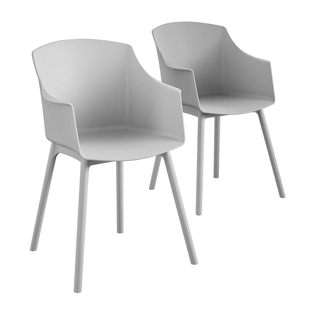 CosmoLiving by Cosmopolitan , Camelo Collection, Indoor/Outdoor Resin, 2-Pack, Light Gray Dining Chairs, Contoured Back