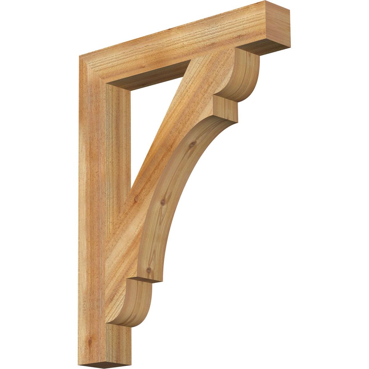 Ekena Millwork BKT04X26X34OLY05RWR 4x22W x 26x22D x 34x22H Olympic Block Rough Sawn BRACKET, Western Red Cedar