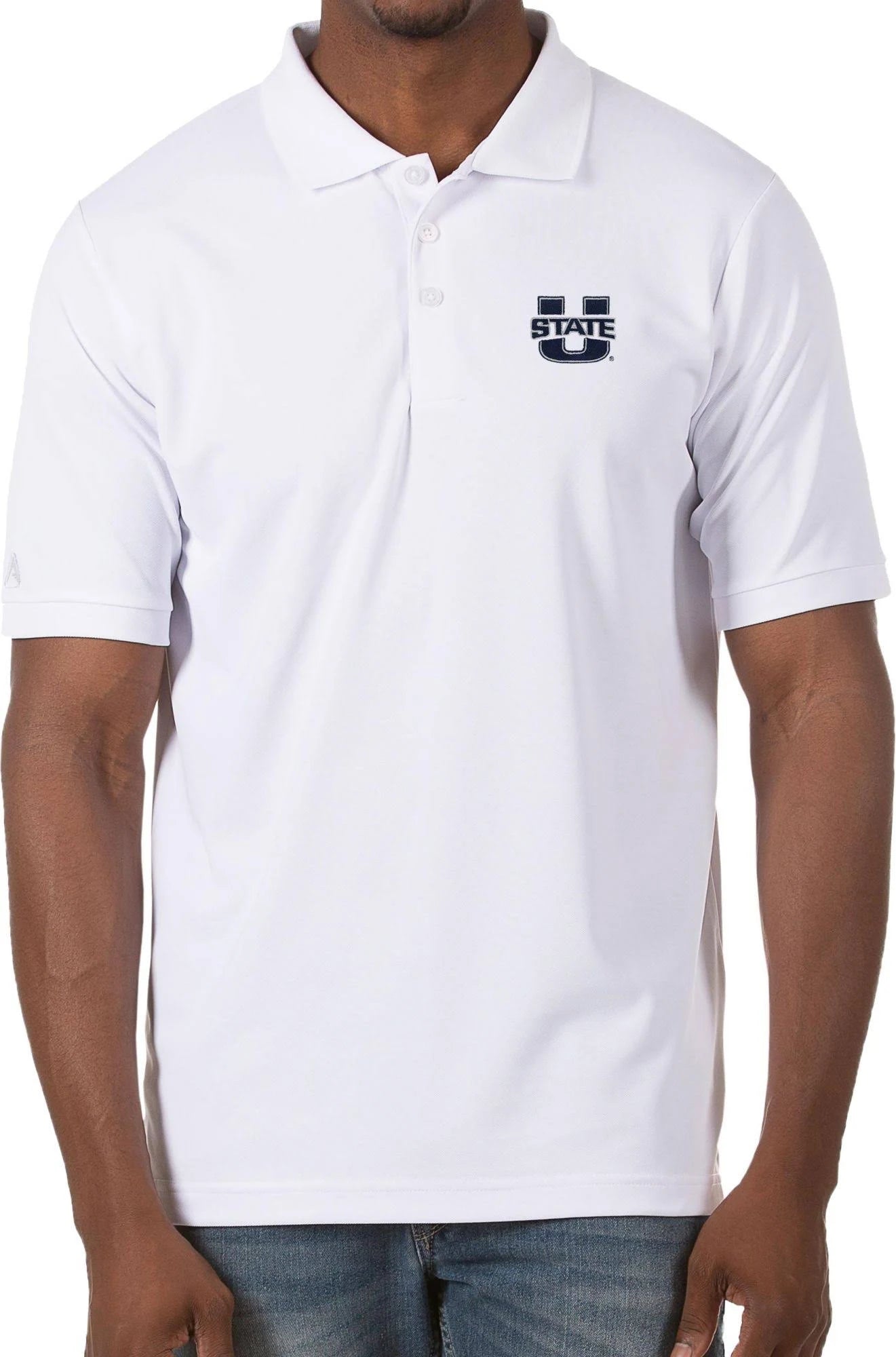 Antigua Men&s Utah State Aggies Legacy Pique White Polo, Small