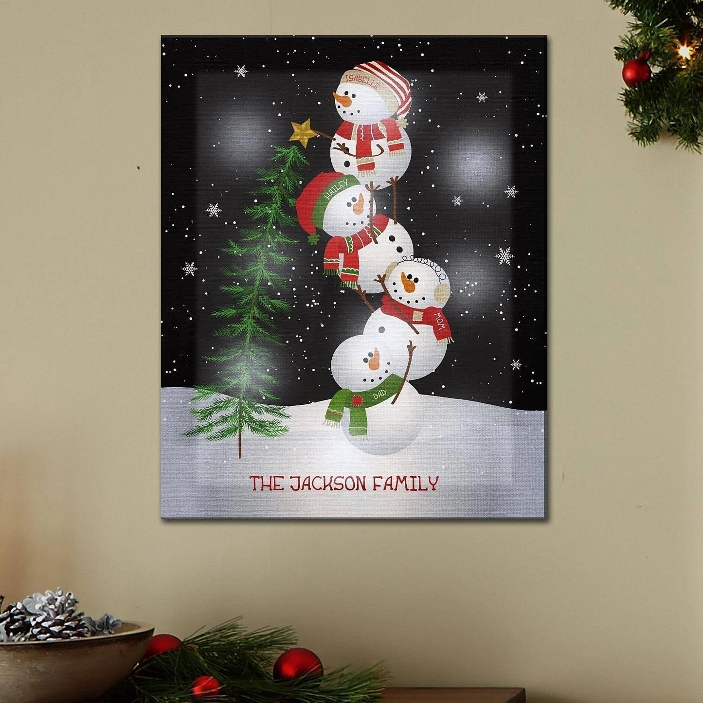 Personalized Twinklebright LED Lovable Snowman Canvas T2495957