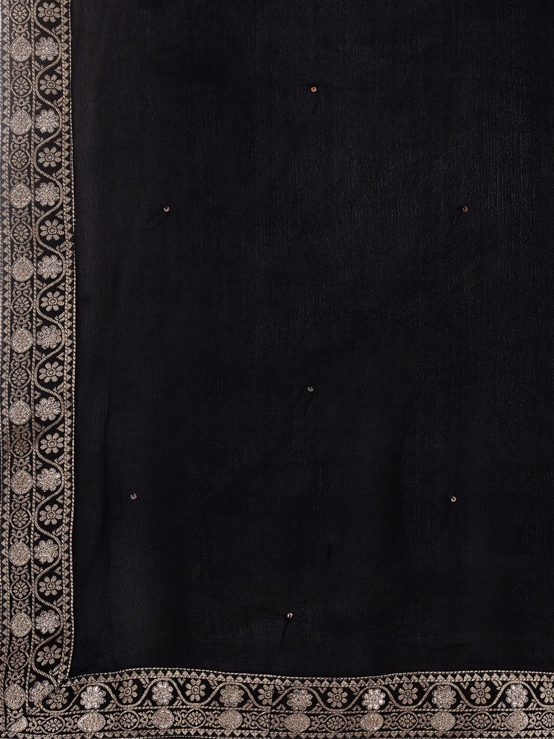 Black Dola Silk Jacquard Kurta . Paired with Santoon Trouser and Chinon Dupatta