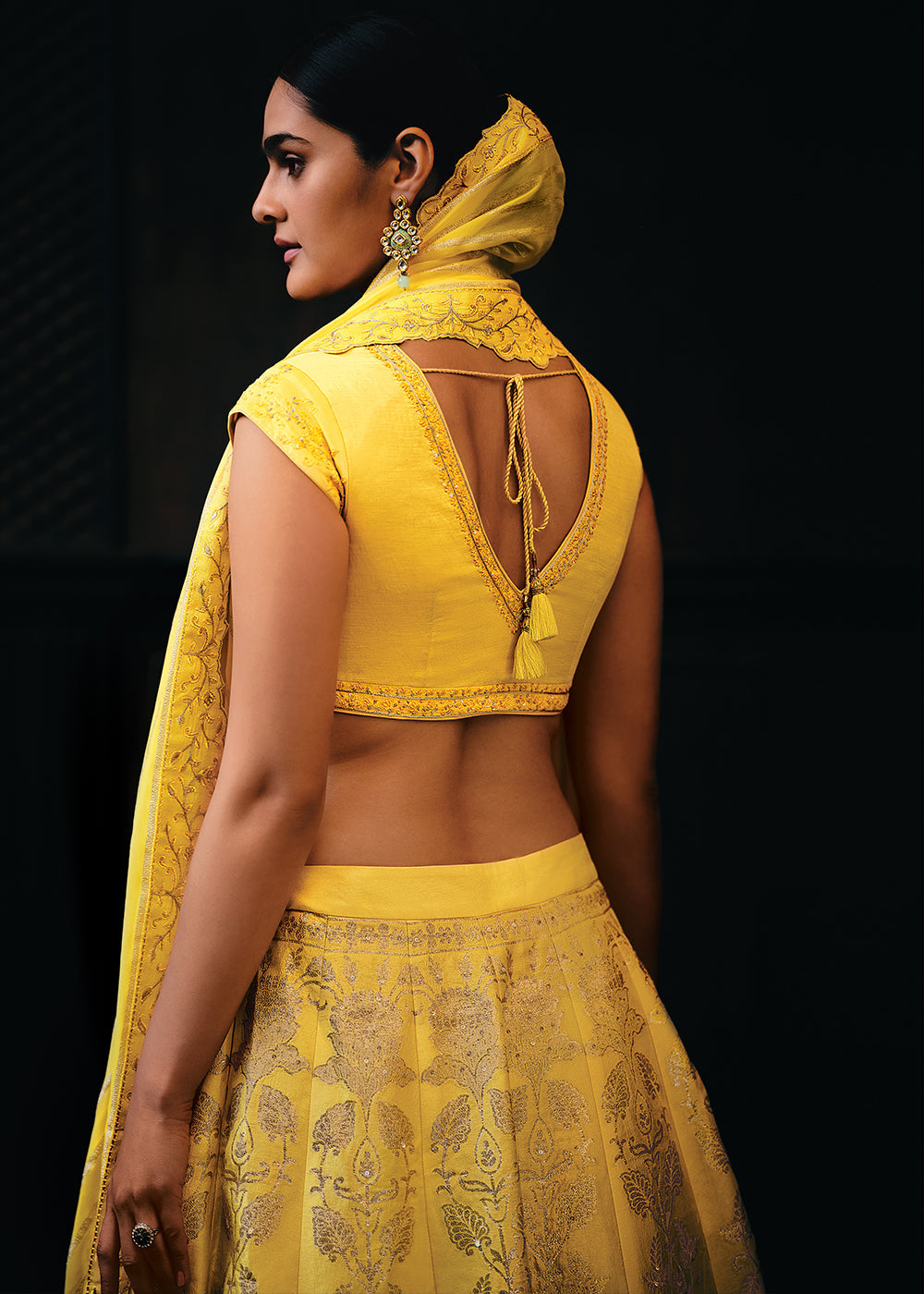 Aureolin Yellow Viscose Silk Lehenga Choli With Heavy Handwork Embroidery