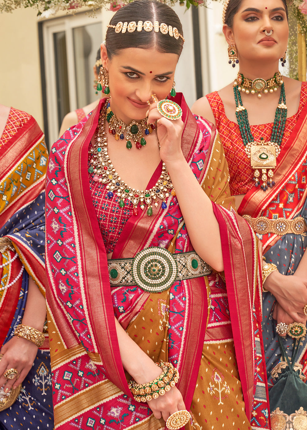 Mustard Yellow Printed Patola Silk Saree