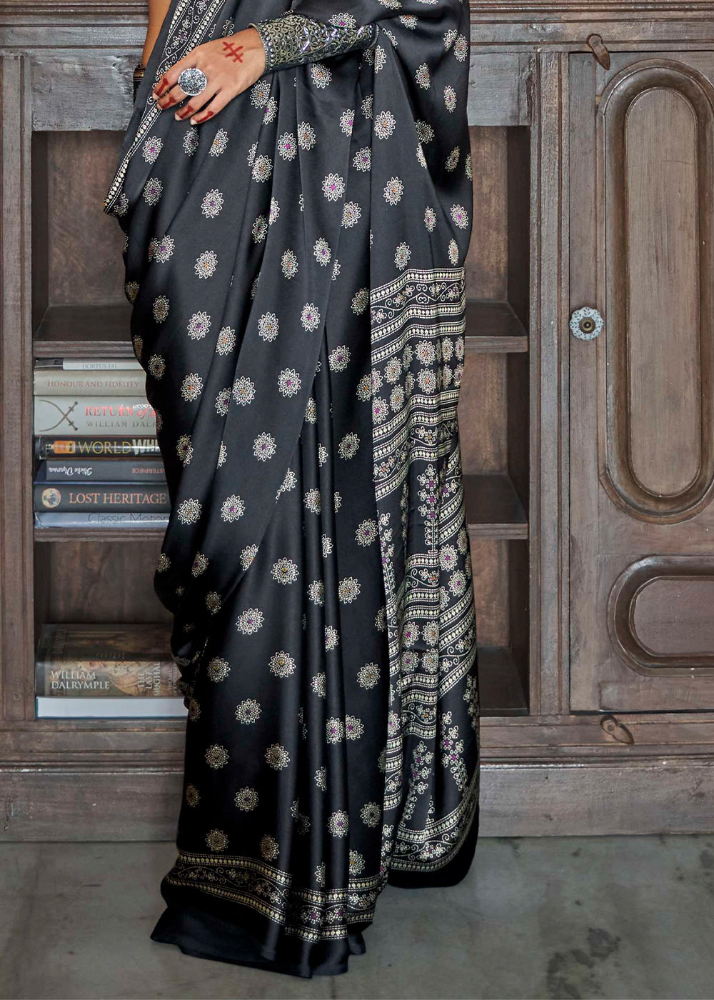 Cool Black Gajji Silk Saree with Embroidery Blouse