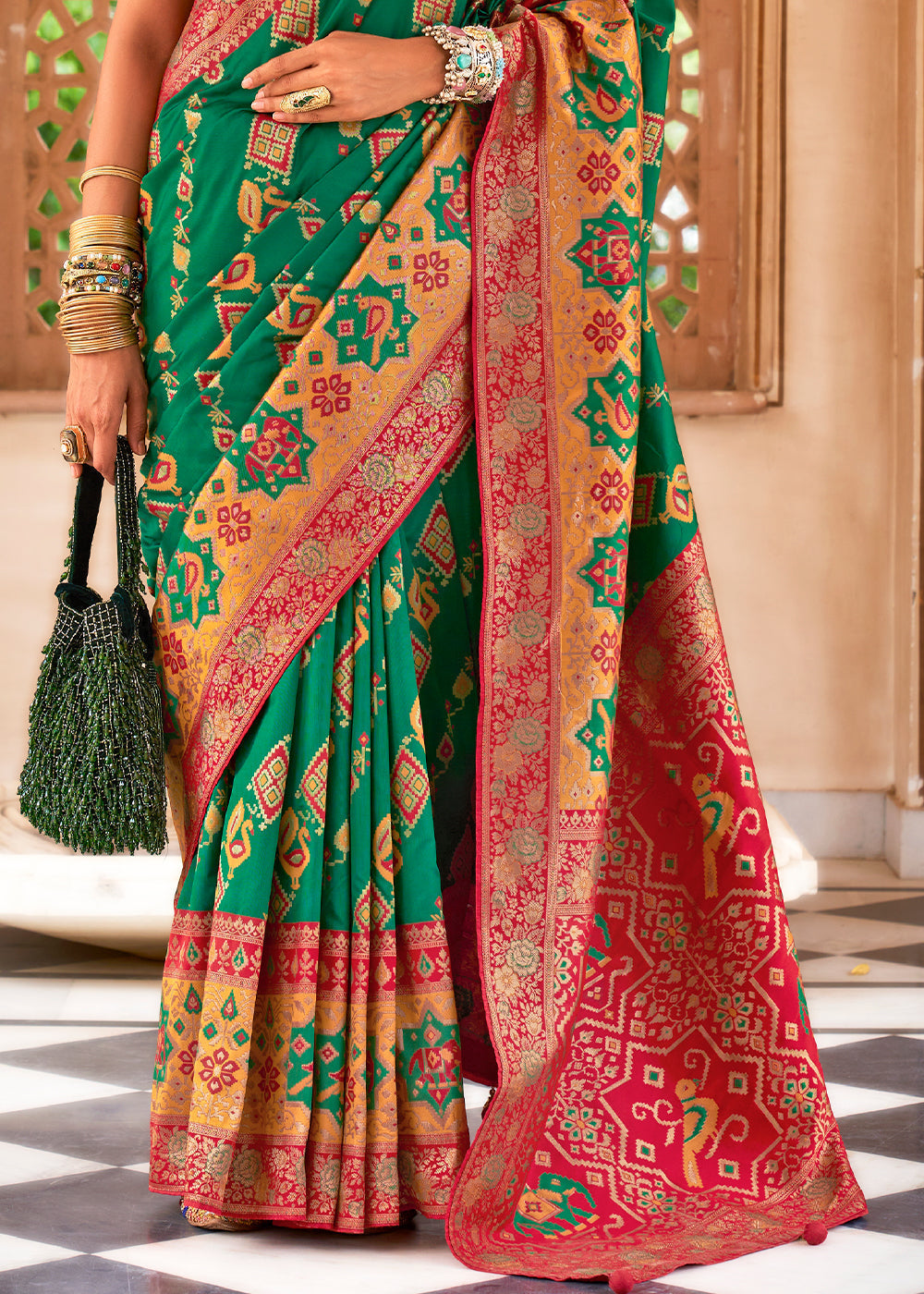 Shamrock Green Zari Woven Traditional Banarasi Silk Saree