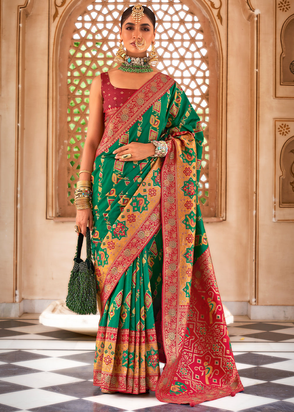 Shamrock Green Zari Woven Traditional Banarasi Silk Saree