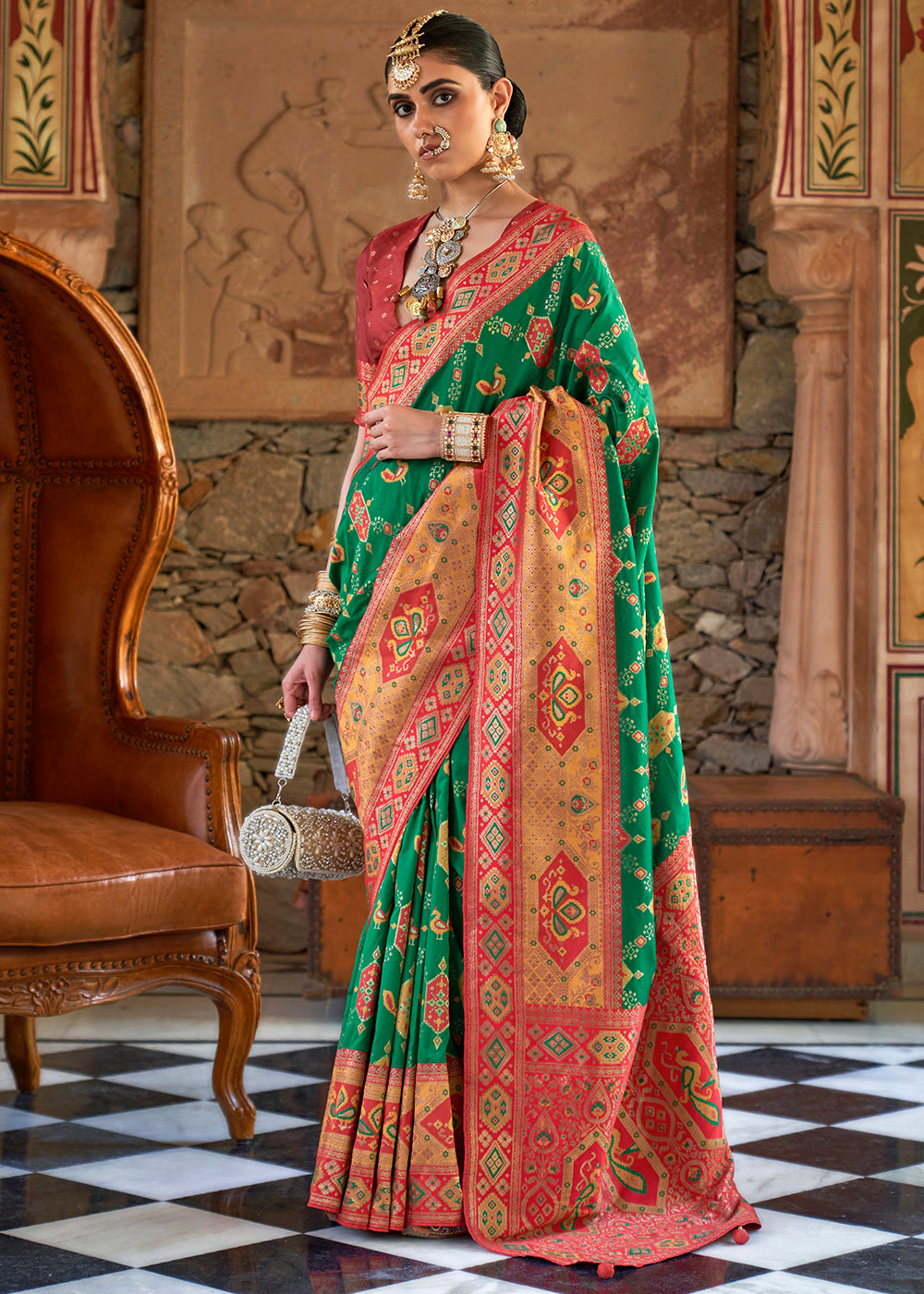 Forest Green Zari Woven Traditional Banarasi Silk Saree