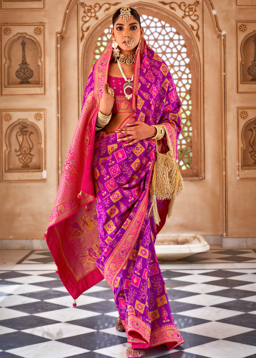 Shades of Purple Zari Woven Traditional Banarasi Silk Saree