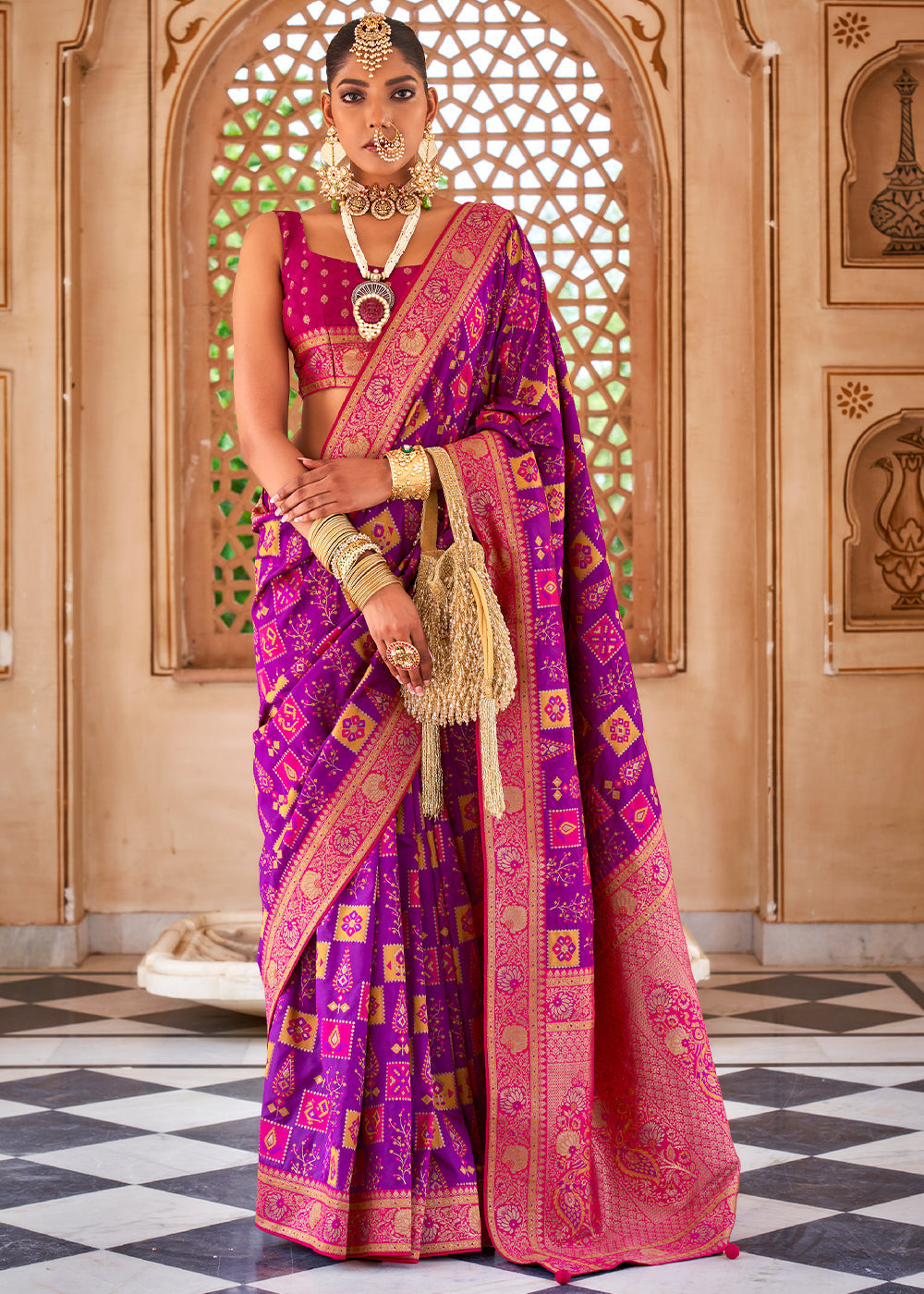 Shades of Purple Zari Woven Traditional Banarasi Silk Saree