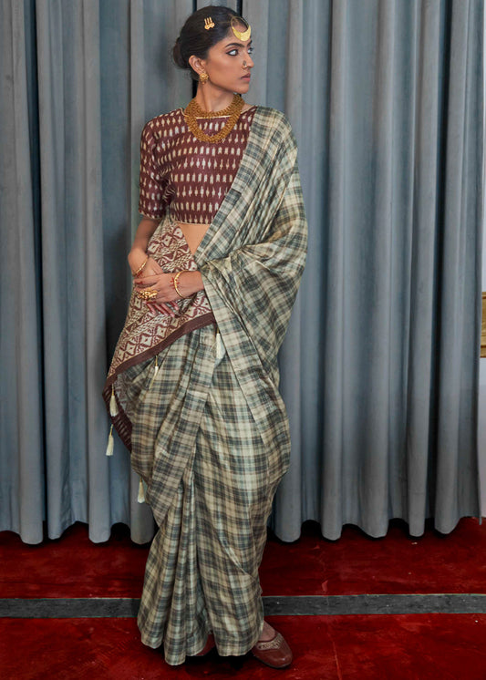 Shades Of Green Printed Silk Saree