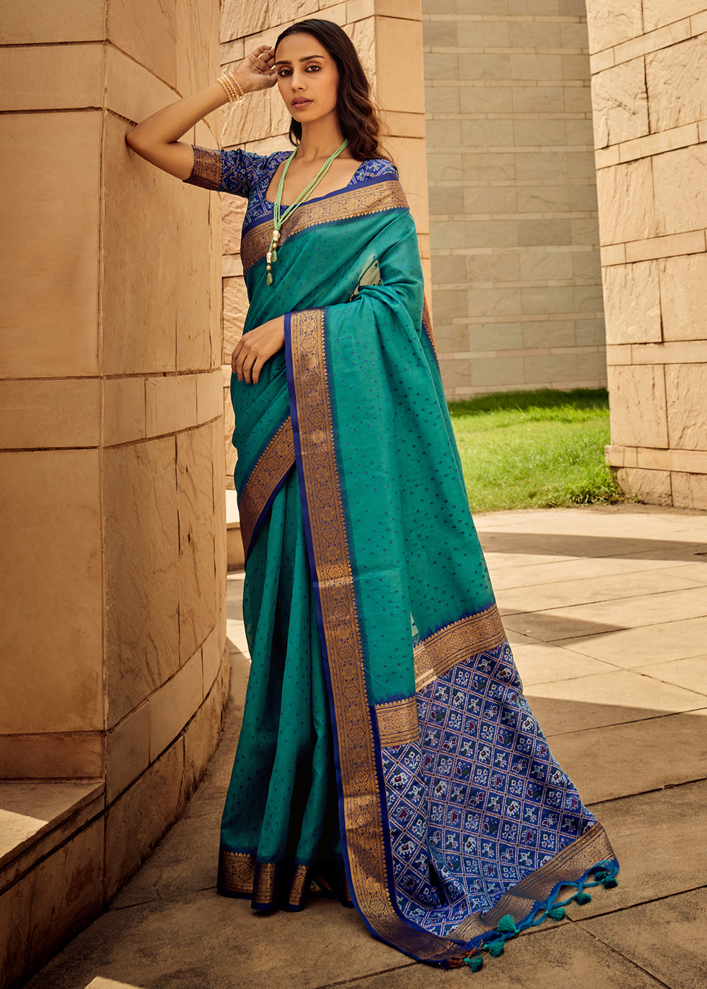 Shades Of Blue Woven Patola Silk Saree