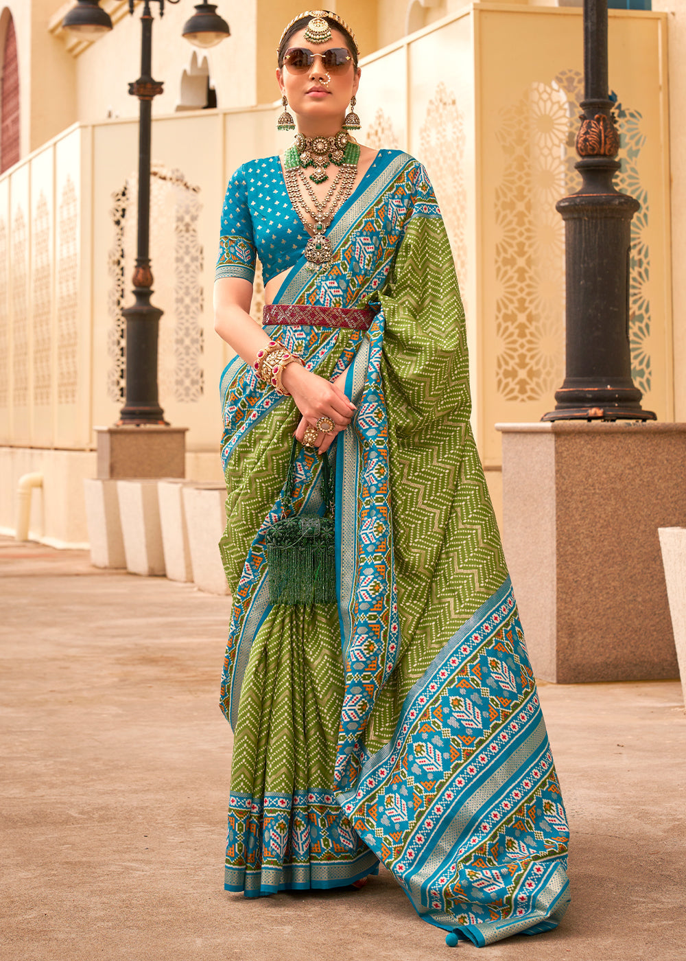 Pear Pink Patola Printed Silk Saree