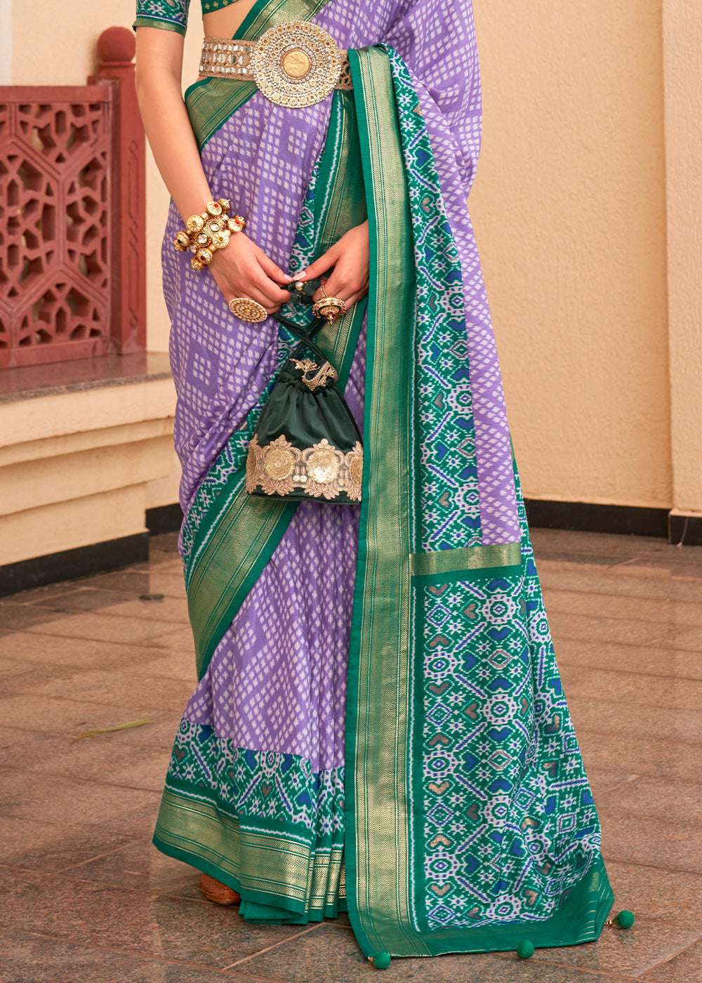 Orchid Purple Patola Printed Silk Saree