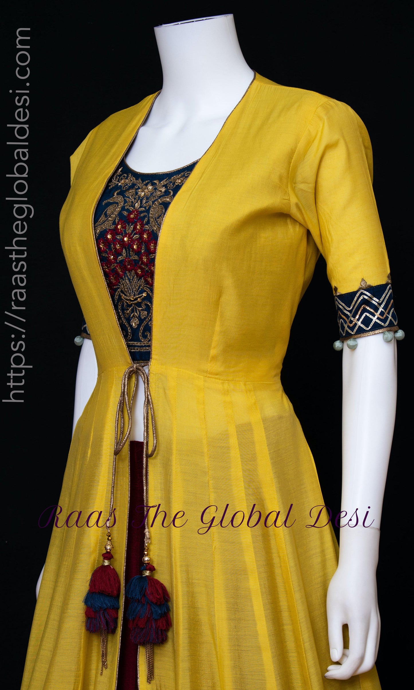 Arianell Yellow Sharara Set with Red Lehenga