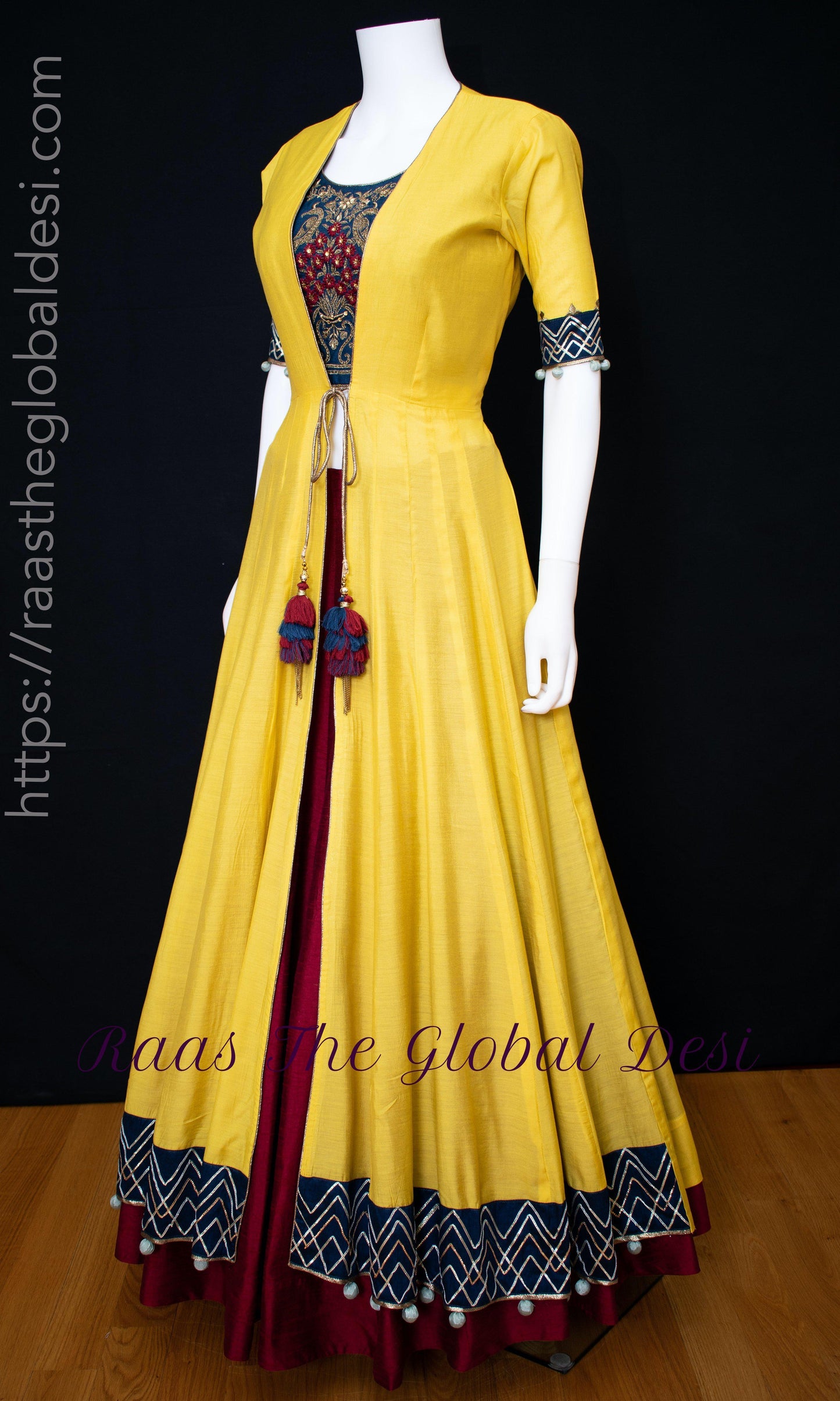 Arianell Yellow Sharara Set with Red Lehenga