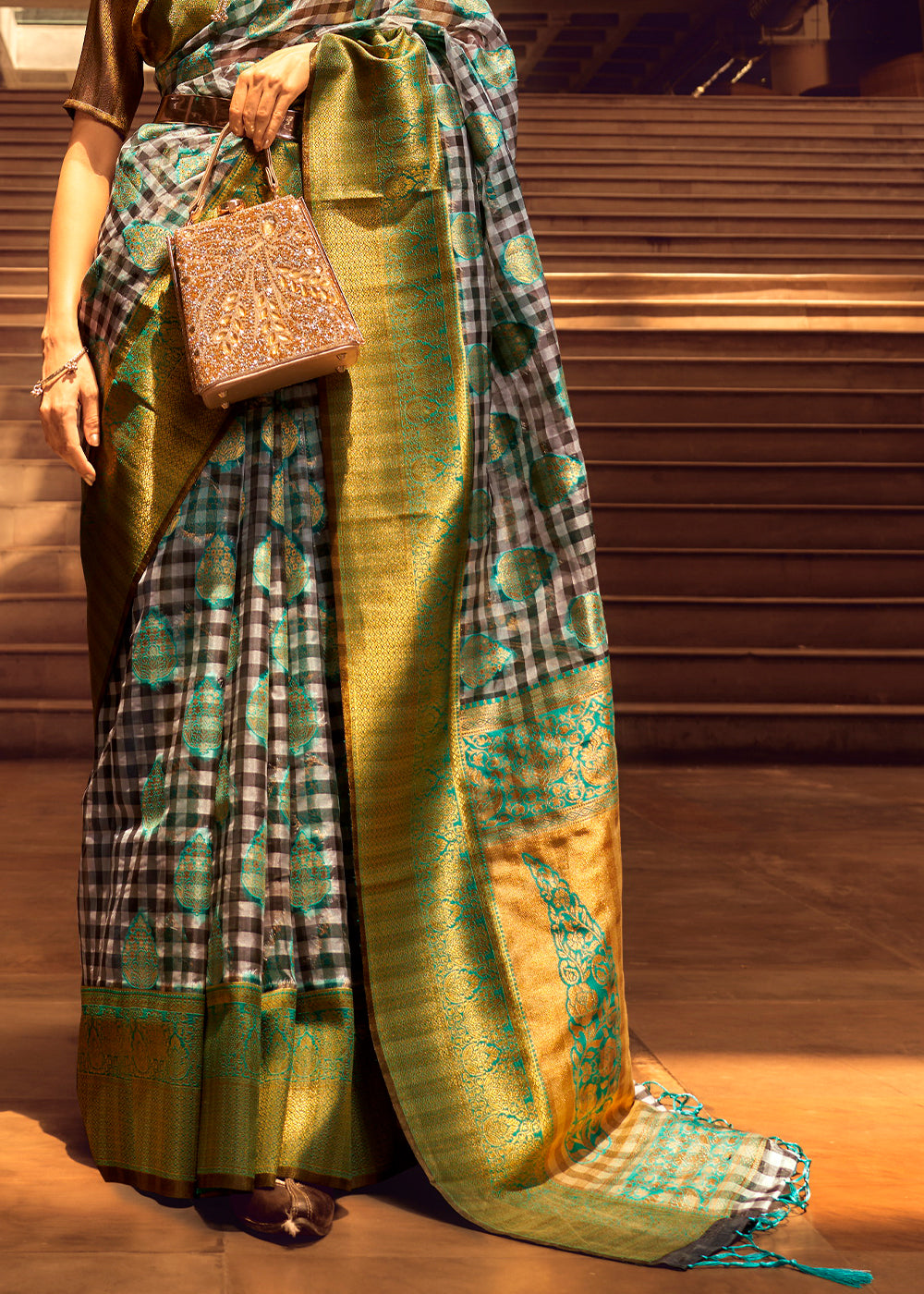 Cool Green Zari Woven Banarasi Silk Saree