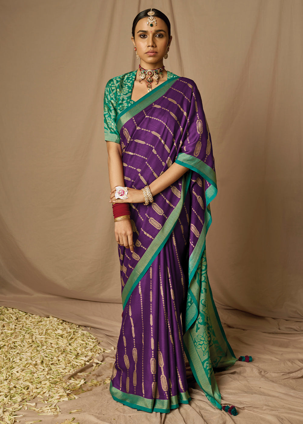 Chinese Purple Woven Soft Silk Saree