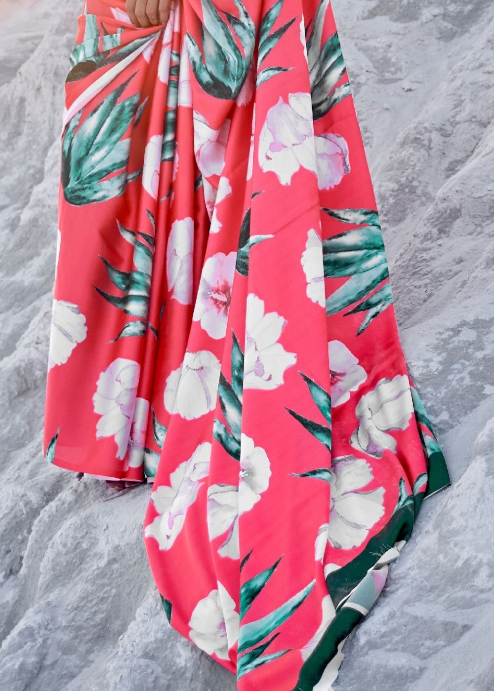 Strawberry Pink Digital Printed Crepe Silk Saree: Top Pick
