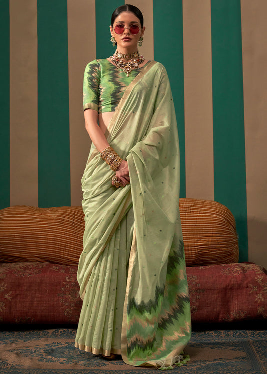 Pastel Green Handloom Woven Silk Saree