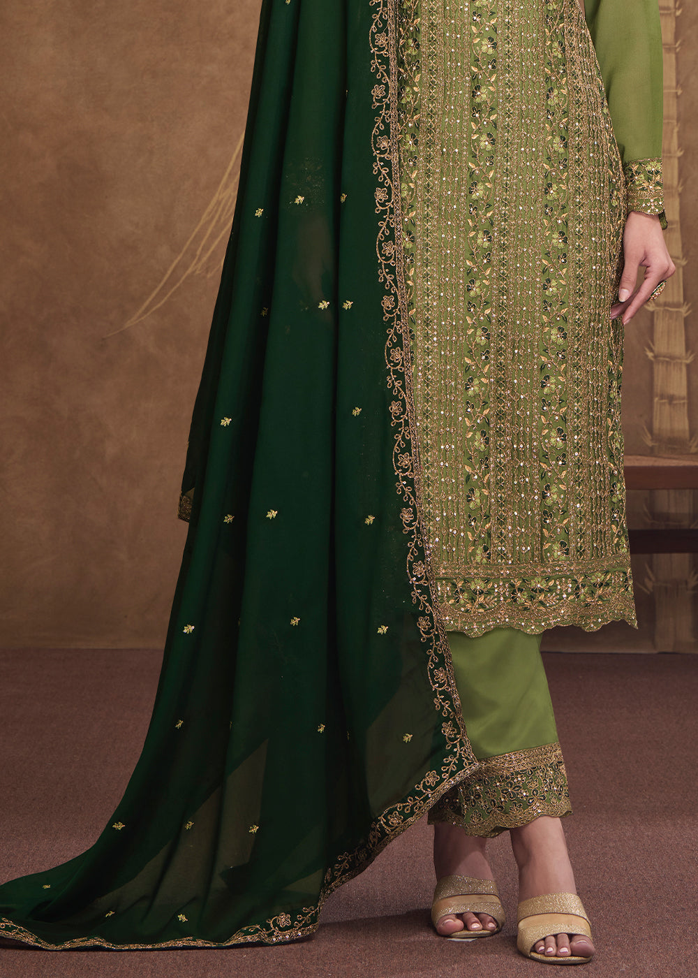 Light Green Silk Embroidered Salwar Suit