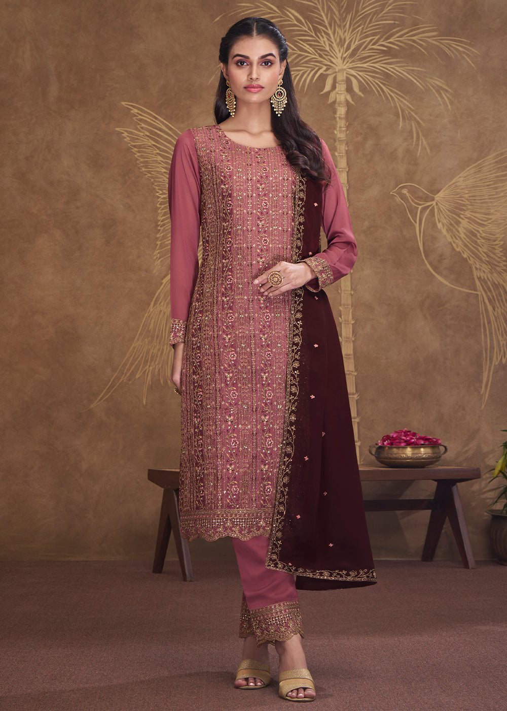 Blush Pink Silk Embroidered Salwar Suit