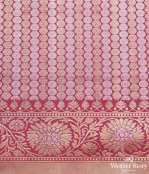 Hot Pink sona rupa kadhwa jangla with floral jaal and heavy pallu