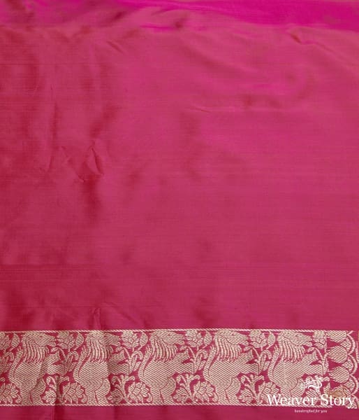 Rani Pink kadhwa elephant boota saree with shikargah border