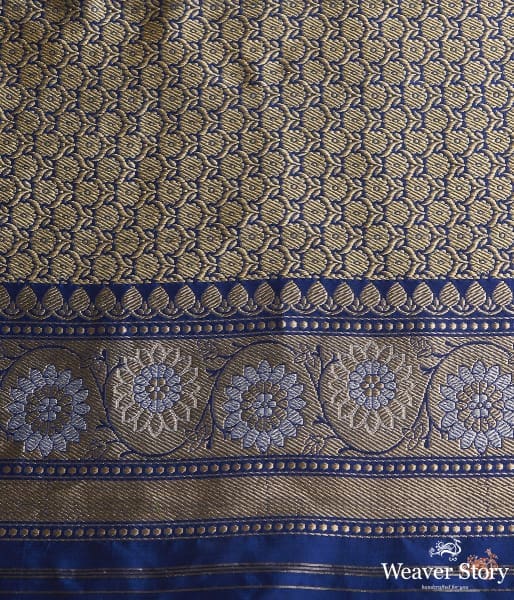 Royal Blue sona rupa kadhwa jangla with intricate floral jaal and kairi on pallu