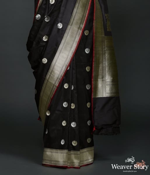 Black Kadhwa banarasi saree with konia pallu - Pre Order