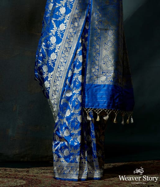 Royal Blue Banarasi jangla with sona rupa zari