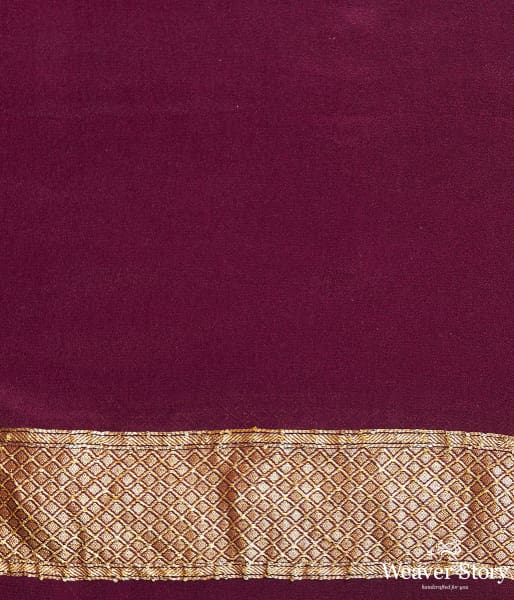 Wine banarasi georgette saree with zari motifs