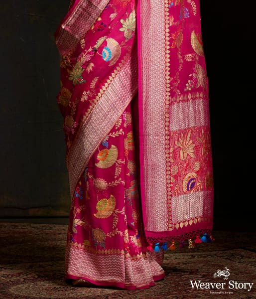 Majenta kadhwa banarasi jangla with meenakari