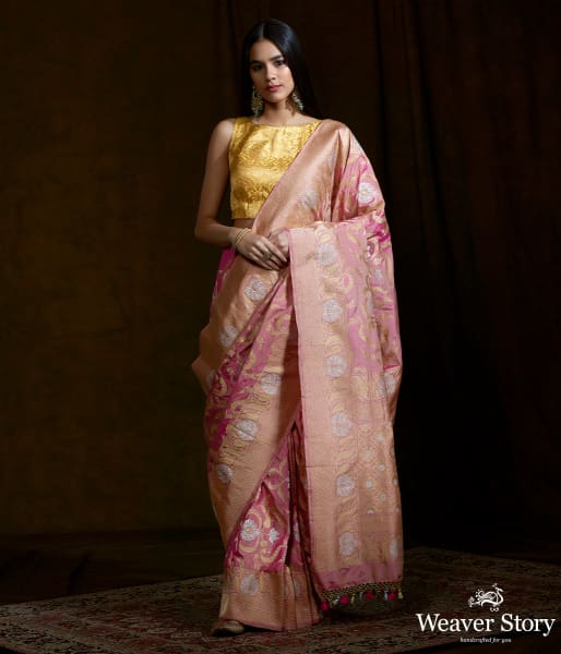 Handwoven kadhwa banarasi mehraab jaal saree with sona rupa zari