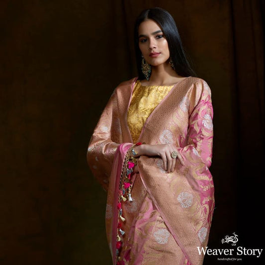 Handwoven kadhwa banarasi mehraab jaal saree with sona rupa zari