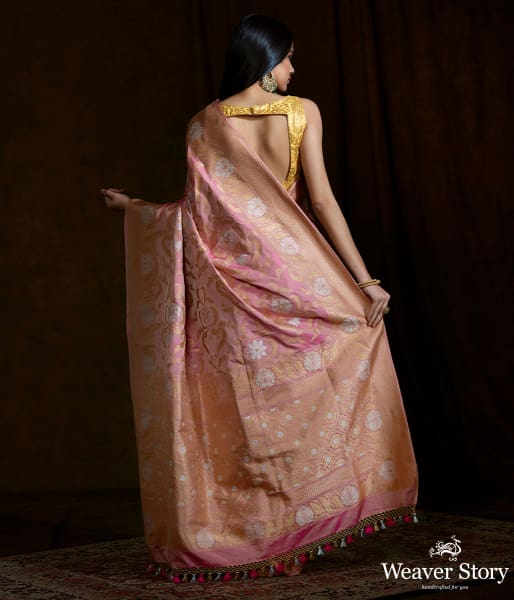 Handwoven kadhwa banarasi mehraab jaal saree with sona rupa zari