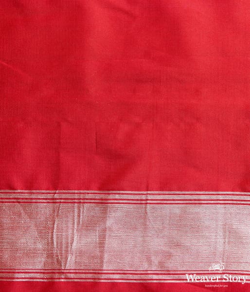 Bright red sona rupa banarasi saree with floral jaal and meenkari detailing
