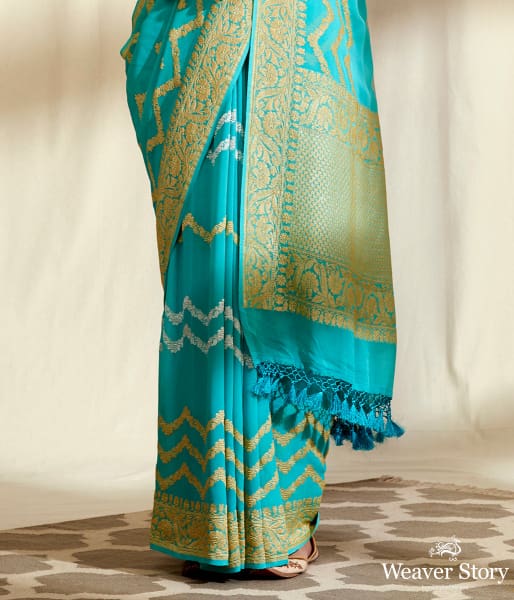 Handwoven Kadhwa Banarasi Jangla with sona rupa zari